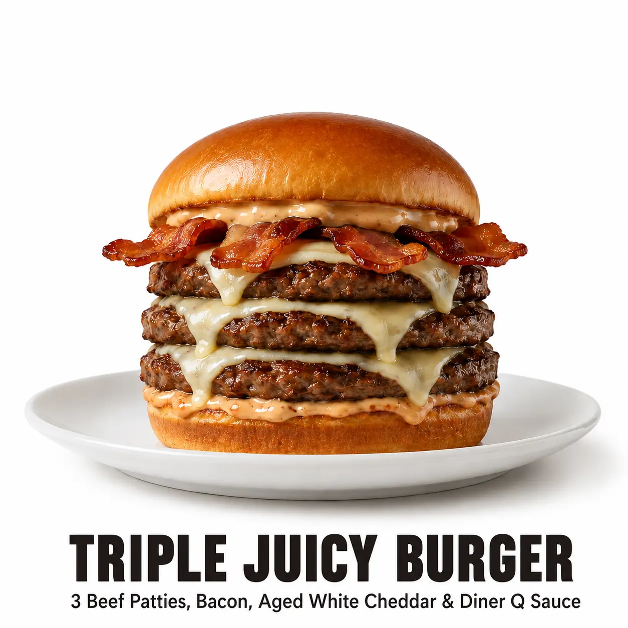 Denny's Triple Cheeseburger